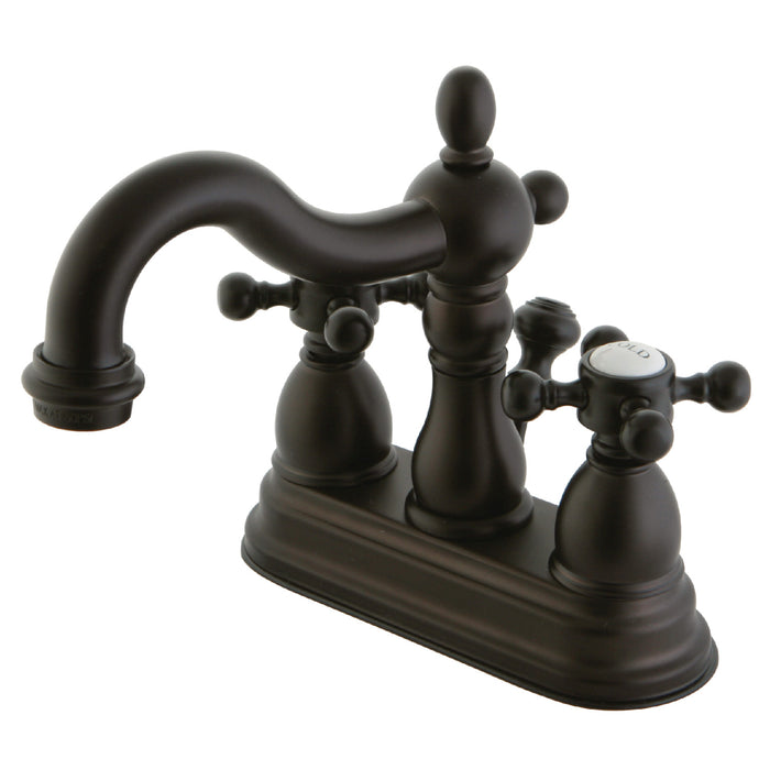 Heritage KB1605BX Two-Handle 3-Hole Deck Mount 4" Centerset Bathroom Faucet with Plastic Pop-Up, Oil Rubbed Bronze