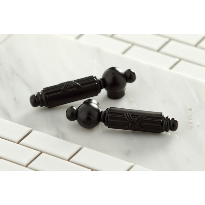 Heritage KB1605GL Two-Handle 3-Hole Deck Mount 4" Centerset Bathroom Faucet with Plastic Pop-Up, Oil Rubbed Bronze