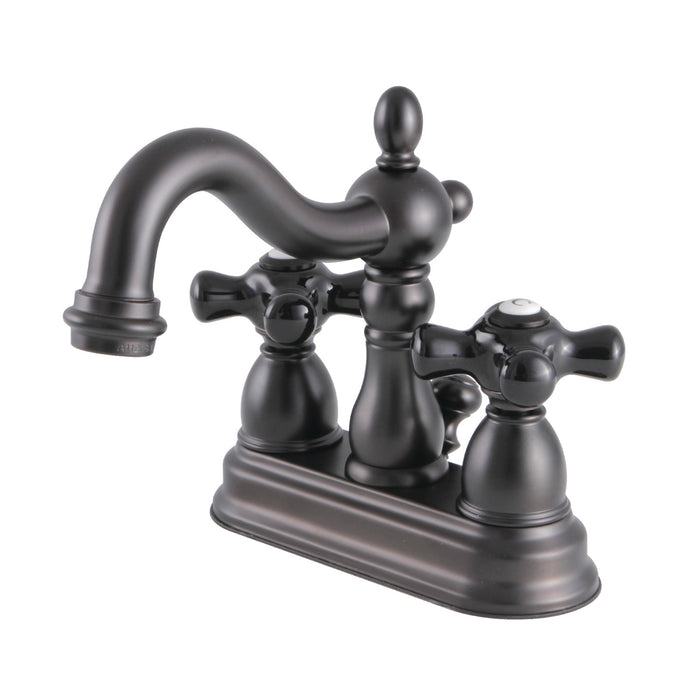 Kingston Heirloom KB1605PKX - Duchess Double-Handle 3-Hole Deck Mount 4-Inch Centerset Bathroom Faucet with Pop-Up Drain, Oil Rubbed Bronze