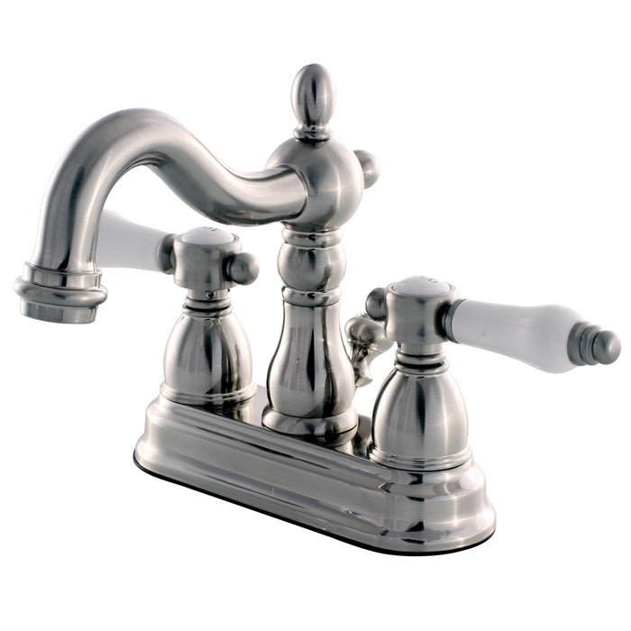 Bel-Air KB1608BPL Two-Handle 3-Hole Deck Mount 4" Centerset Bathroom Faucet with Plastic Pop-Up, Brushed Nickel
