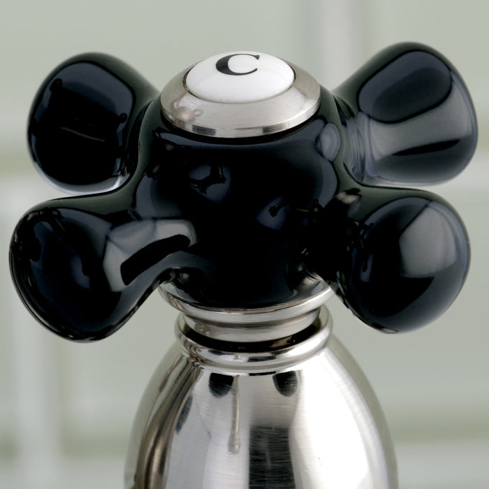 Kingston Heirloom KB1608PKX - Duchess Double-Handle 3-Hole Deck Mount 4-Inch Centerset Bathroom Faucet with Pop-Up Drain, Brushed Nickel