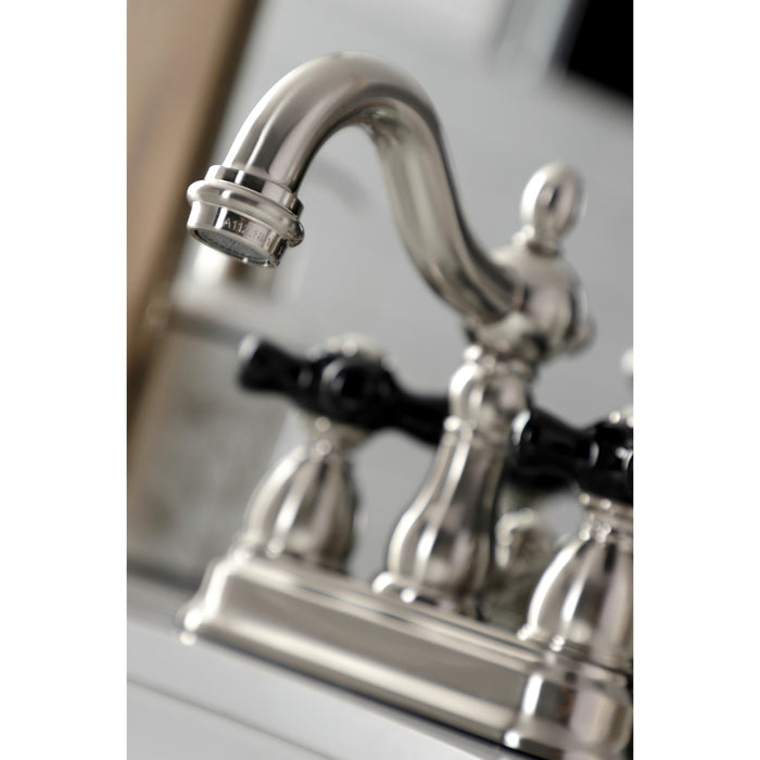 Kingston Heirloom KB1608PKX - Duchess Double-Handle 3-Hole Deck Mount 4-Inch Centerset Bathroom Faucet with Pop-Up Drain, Brushed Nickel