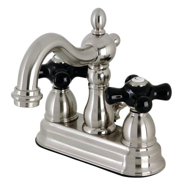 Kingston Heirloom KB1608PKX - Duchess Double-Handle 3-Hole Deck Mount 4-Inch Centerset Bathroom Faucet with Pop-Up Drain, Brushed Nickel