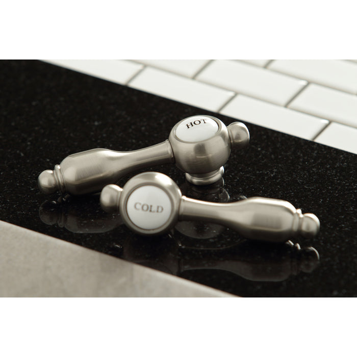 Tudor KB1608TAL Two-Handle 3-Hole Deck Mount 4" Centerset Bathroom Faucet with Plastic Pop-Up, Brushed Nickel