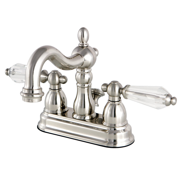 Wilshire KB1608WLL Two-Handle 3-Hole Deck Mount 4" Centerset Bathroom Faucet with Plastic Pop-Up, Brushed Nickel