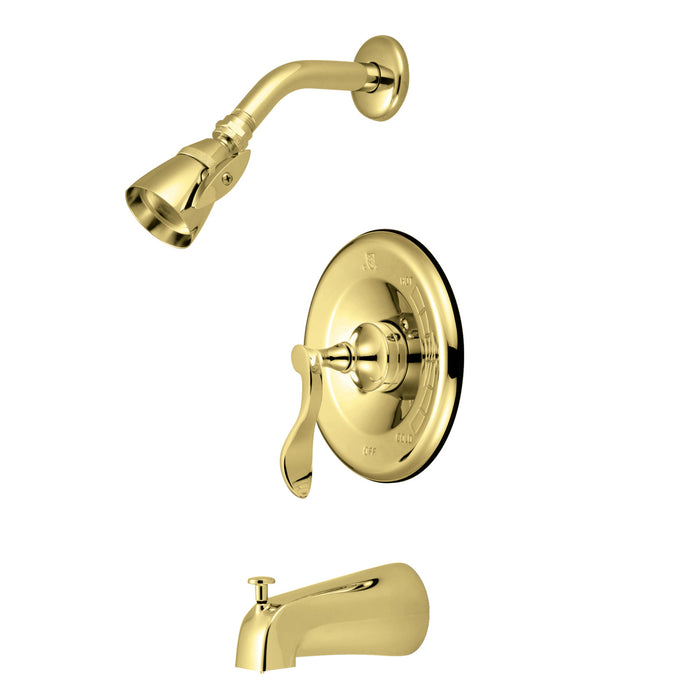 Century KB1632CFL Single-Handle 3-Hole Wall Mount Tub and Shower Faucet, Polished Brass