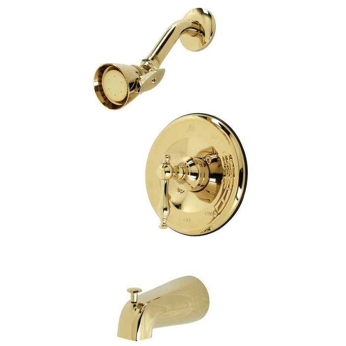 KB1632NL Single-Handle 3-Hole Wall Mount Tub and Shower Faucet, Polished Brass