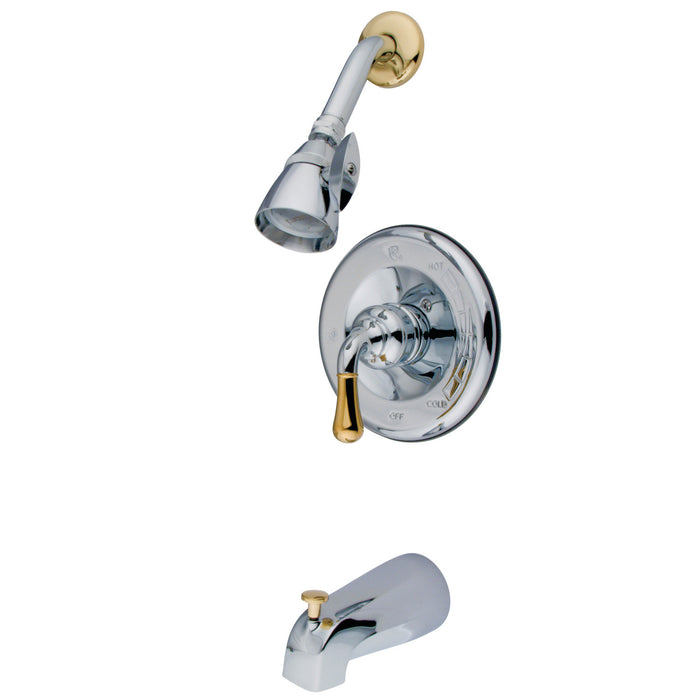 Kingston Tulare KB1634T - Magellan Single-Handle Pressure Balanced Tub and Shower Faucet, Trim Only, Polished Chrome/Polished Brass