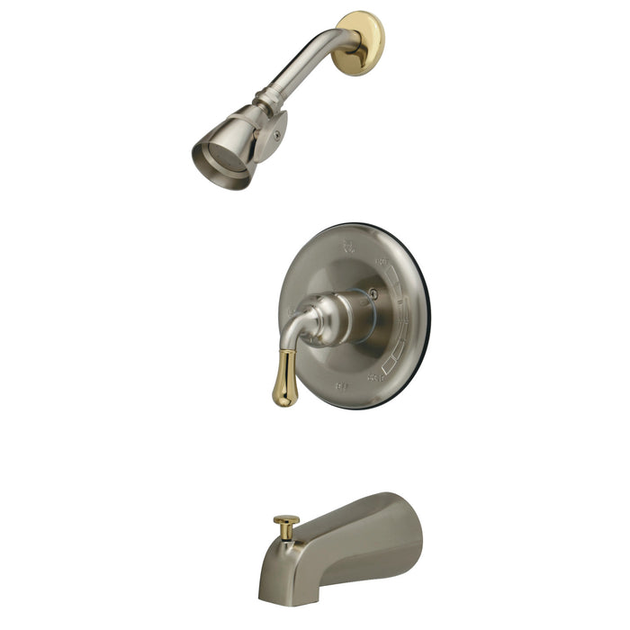 Kingston Tulare KB1639 - Magellan Single-Handle Pressure Balanced Tub and Shower Faucet, Brushed Nickel/Polished Brass