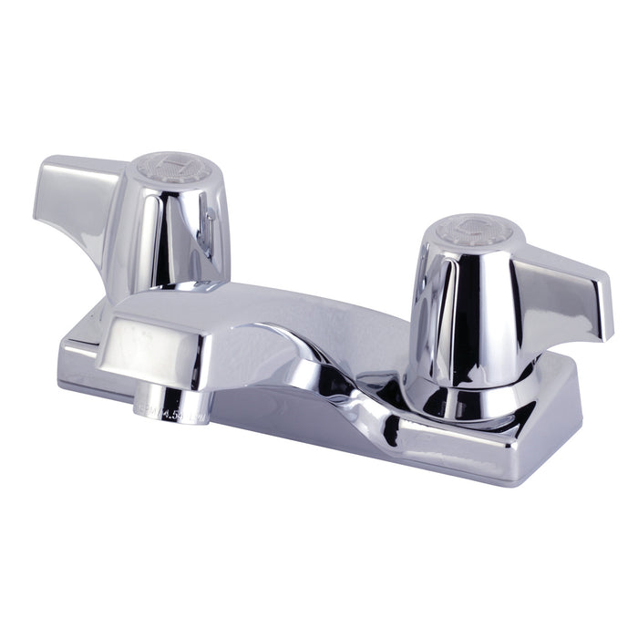 KB171G Two-Handle 2-Hole Deck Mount 4" Centerset Bathroom Faucet with Plastic Pop-Up, Polished Chrome