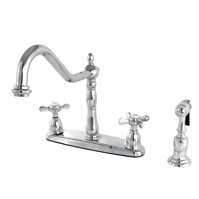 Essex KB1751BEXBS Two-Handle 4-Hole Deck Mount 8" Centerset Kitchen Faucet with Side Sprayer, Polished Chrome