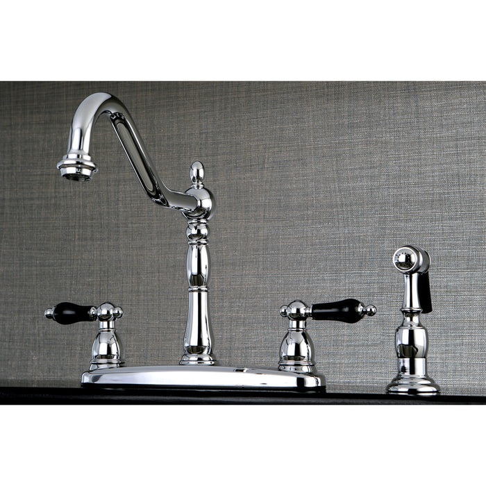 Duchess KB1751PKLBS Two-Handle 4-Hole Deck Mount 8" Centerset Kitchen Faucet with Side Sprayer, Polished Chrome