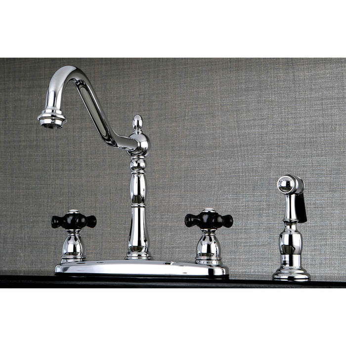Duchess KB1751PKXBS Two-Handle 4-Hole Deck Mount 8" Centerset Kitchen Faucet with Side Sprayer, Polished Chrome