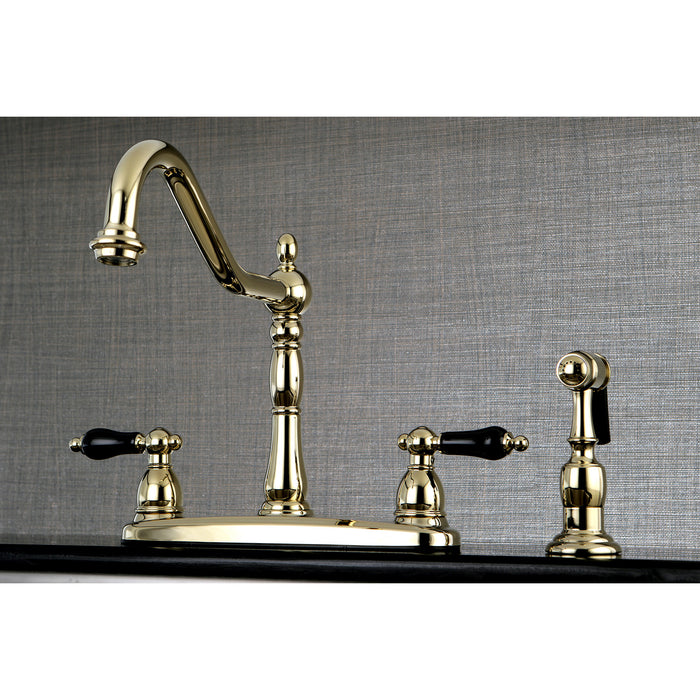 Duchess KB1752PKLBS Two-Handle 4-Hole Deck Mount 8" Centerset Kitchen Faucet with Side Sprayer, Polished Brass