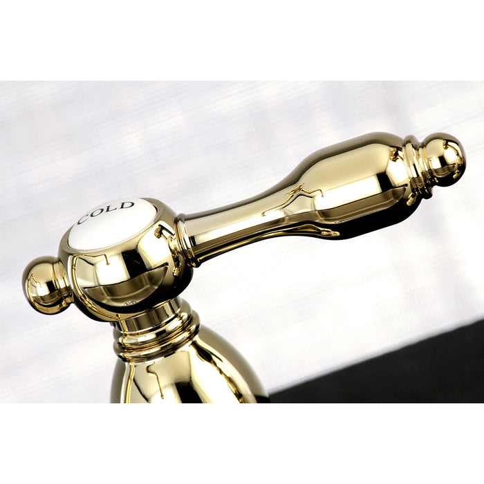 Tudor KB1752TALBS Two-Handle 4-Hole Deck Mount 8" Centerset Kitchen Faucet with Side Sprayer, Polished Brass