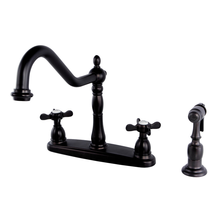 Essex KB1755BEXBS Two-Handle 4-Hole Deck Mount 8" Centerset Kitchen Faucet with Side Sprayer, Oil Rubbed Bronze