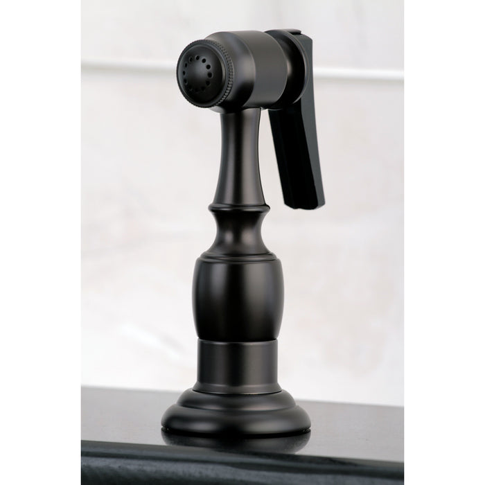 Bel-Air KB1755BPLBS Two-Handle 4-Hole Deck Mount 8" Centerset Kitchen Faucet with Side Sprayer, Oil Rubbed Bronze