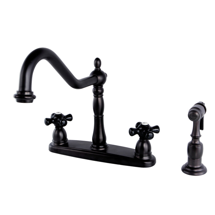 Duchess KB1755PKXBS Two-Handle 4-Hole Deck Mount 8" Centerset Kitchen Faucet with Side Sprayer, Oil Rubbed Bronze