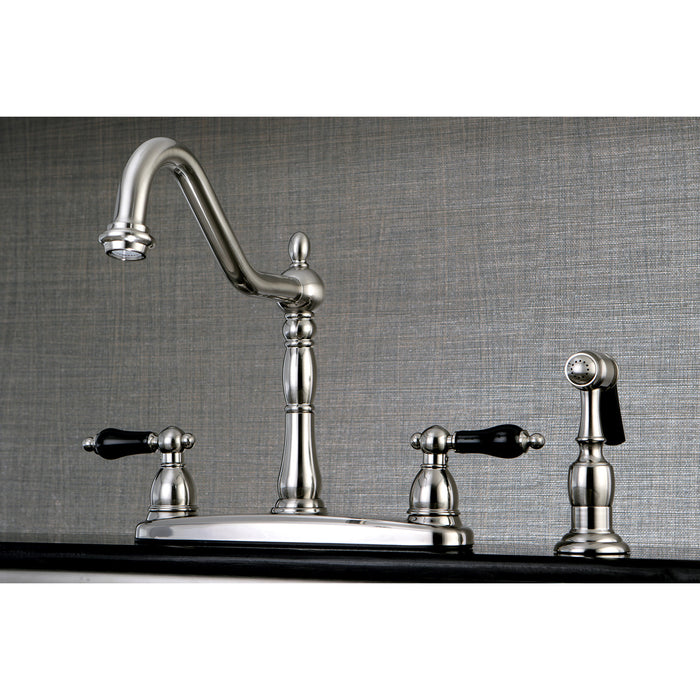 Duchess KB1758PKLBS Two-Handle 4-Hole Deck Mount 8" Centerset Kitchen Faucet with Side Sprayer, Brushed Nickel
