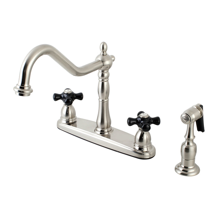 Duchess KB1758PKXBS Two-Handle 4-Hole Deck Mount 8" Centerset Kitchen Faucet with Side Sprayer, Brushed Nickel