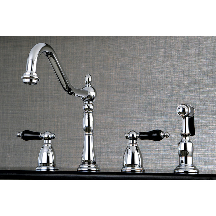 Duchess KB1791PKLBS Two-Handle 4-Hole Deck Mount Widespread Kitchen Faucet with Brass Sprayer, Polished Chrome