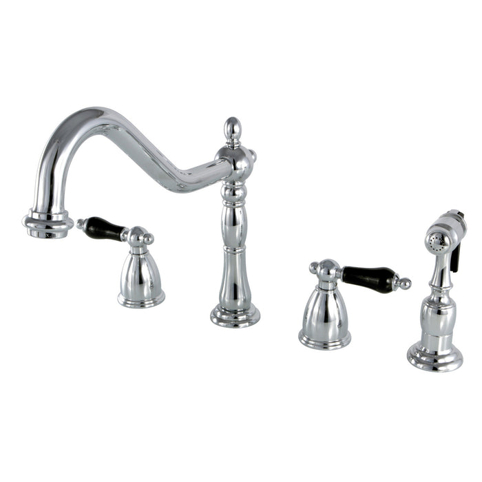 Duchess KB1791PKLBS Two-Handle 4-Hole Deck Mount Widespread Kitchen Faucet with Brass Sprayer, Polished Chrome