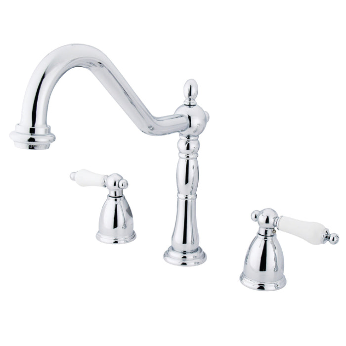 Heritage KB1791PLLS Two-Handle 3-Hole Deck Mount Widespread Kitchen Faucet, Polished Chrome