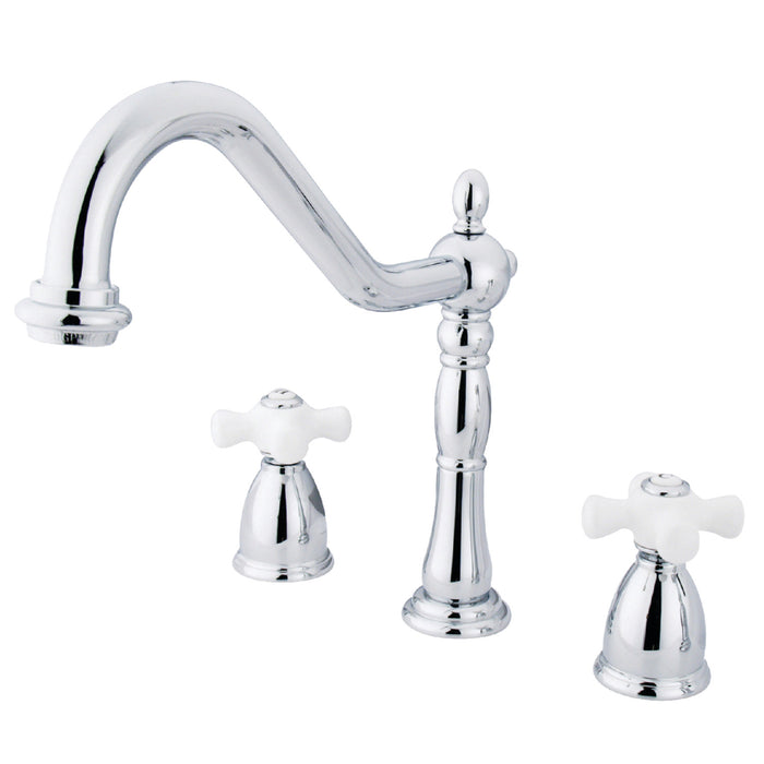 Heritage KB1791PXLS Two-Handle 3-Hole Deck Mount Widespread Kitchen Faucet, Polished Chrome