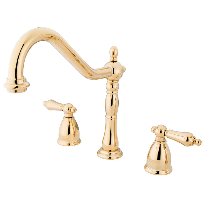 Heritage KB1792ALLS Two-Handle 3-Hole Deck Mount Widespread Kitchen Faucet, Polished Brass