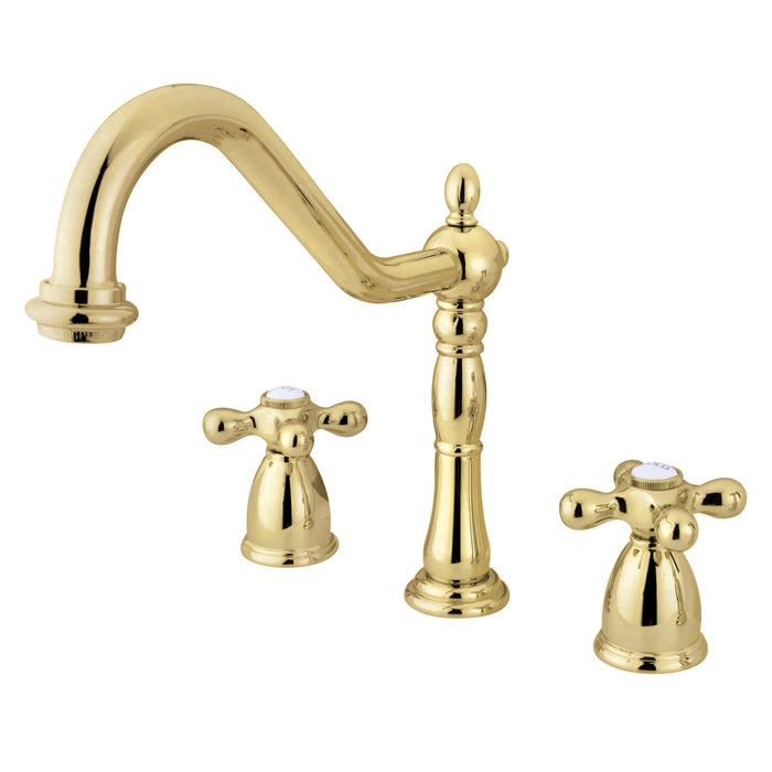Heritage KB1792AXLS Two-Handle 3-Hole Deck Mount Widespread Kitchen Faucet, Polished Brass