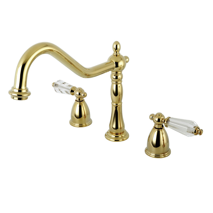 Wilshire KB1792WLLLS Two-Handle 3-Hole Deck Mount Widespread Kitchen Faucet, Polished Brass