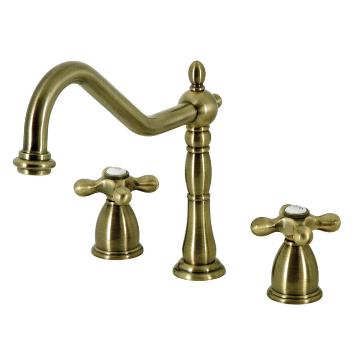 Heritage KB1793AXLS Two-Handle 3-Hole Deck Mount Widespread Kitchen Faucet, Antique Brass