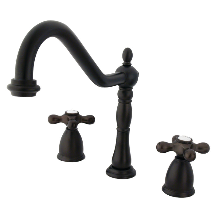 Heritage KB1795AXLS Two-Handle 3-Hole Deck Mount Widespread Kitchen Faucet, Oil Rubbed Bronze