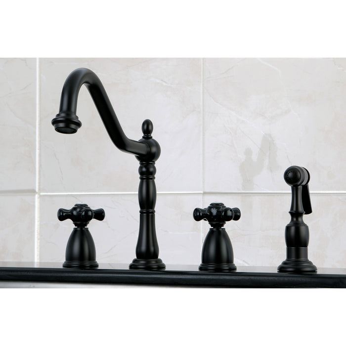 Duchess KB1795PKXBS Two-Handle 4-Hole Deck Mount Widespread Kitchen Faucet with Brass Sprayer, Oil Rubbed Bronze