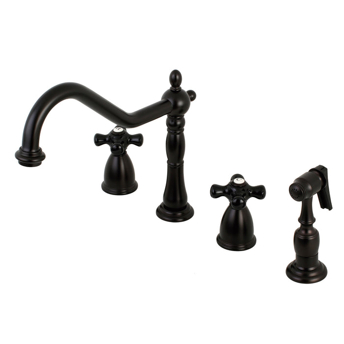 Duchess KB1795PKXBS Two-Handle 4-Hole Deck Mount Widespread Kitchen Faucet with Brass Sprayer, Oil Rubbed Bronze