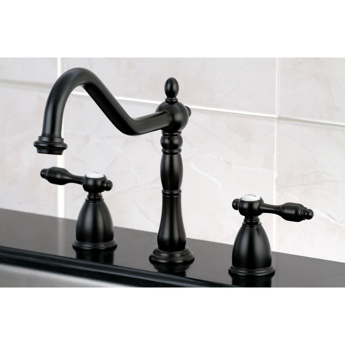 Tudor KB1795TALLS Two-Handle 3-Hole Deck Mount Widespread Kitchen Faucet, Oil Rubbed Bronze