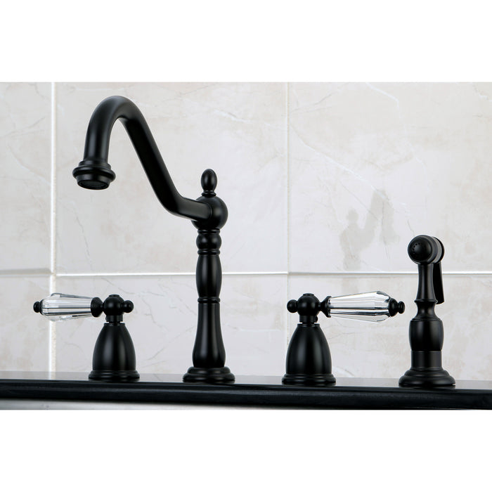 Wilshire KB1795WLLBS Two-Handle 4-Hole Deck Mount Widespread Kitchen Faucet with Brass Sprayer, Oil Rubbed Bronze