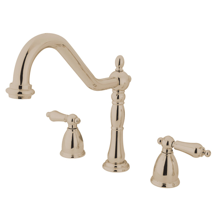 Heritage KB1796ALLS Two-Handle 3-Hole Deck Mount Widespread Kitchen Faucet, Polished Nickel