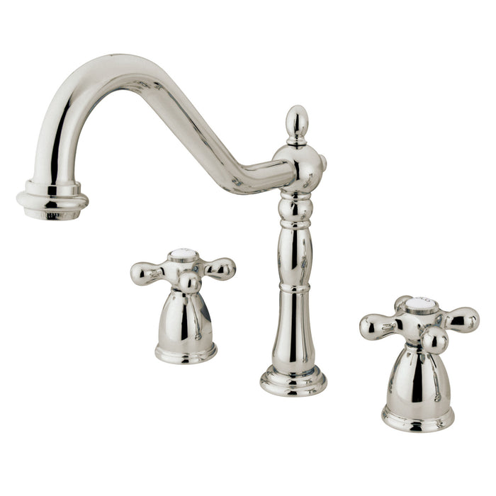 Heritage KB1796AXLS Two-Handle 3-Hole Deck Mount Widespread Kitchen Faucet, Polished Nickel