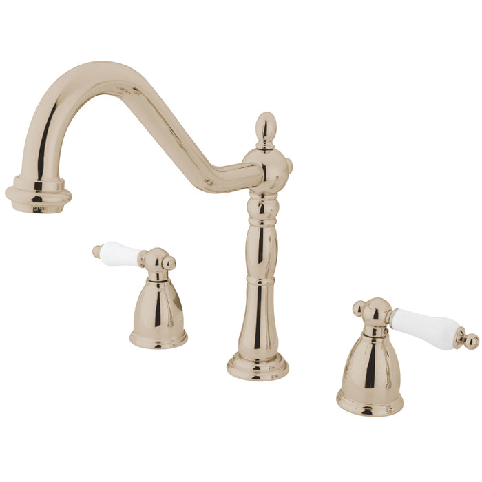 Heritage KB1796PLLS Two-Handle 3-Hole Deck Mount Widespread Kitchen Faucet, Polished Nickel