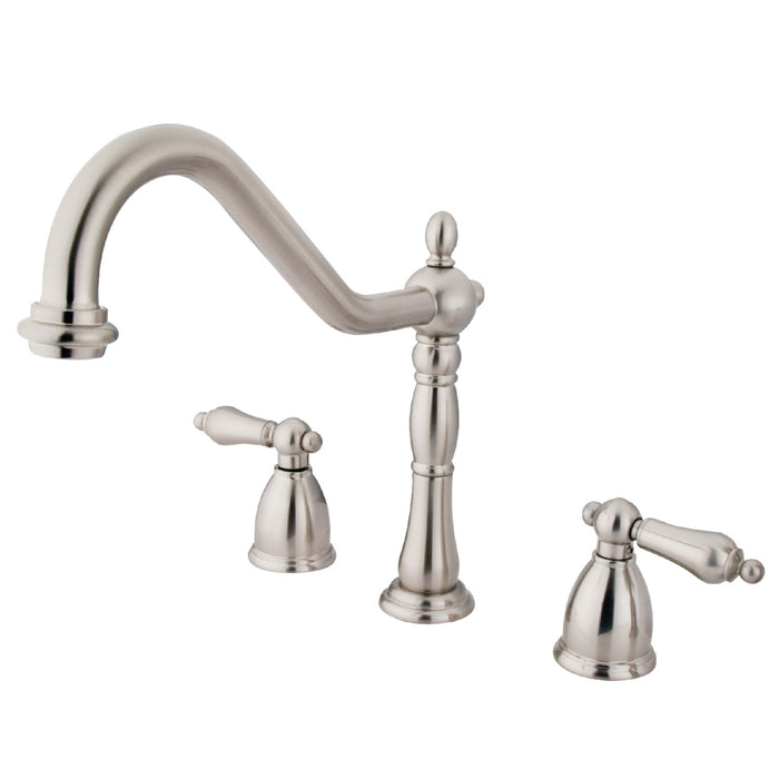 Heritage KB1798ALLS Two-Handle 3-Hole Deck Mount Widespread Kitchen Faucet, Brushed Nickel