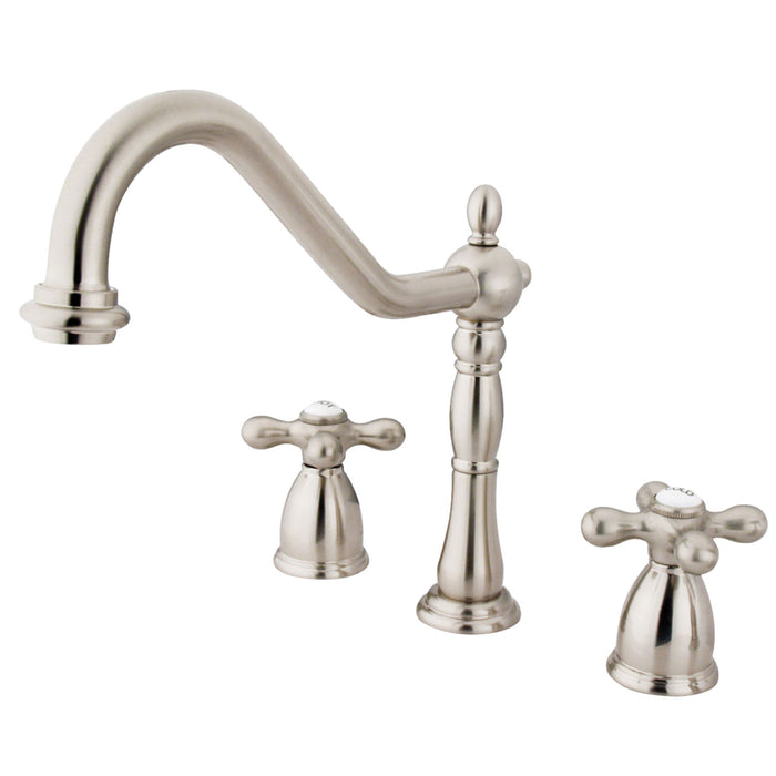 Heritage KB1798AXLS Two-Handle 3-Hole Deck Mount Widespread Kitchen Faucet, Brushed Nickel