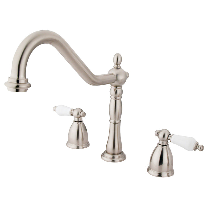 Heritage KB1798PLLS Two-Handle 3-Hole Deck Mount Widespread Kitchen Faucet, Brushed Nickel