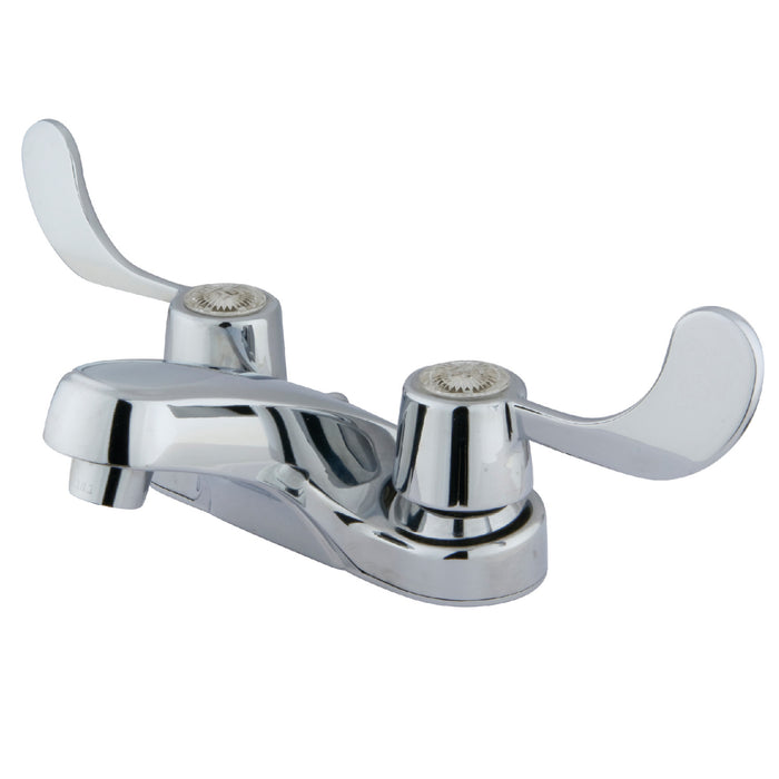Vista KB181G Two-Handle 2-Hole Deck Mount 4" Centerset Bathroom Faucet with Plastic Pop-Up, Polished Chrome