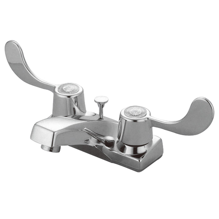 Americana KB191B Two-Handle 3-Hole Deck Mount 4" Centerset Bathroom Faucet with Brass Pop-Up, Polished Chrome