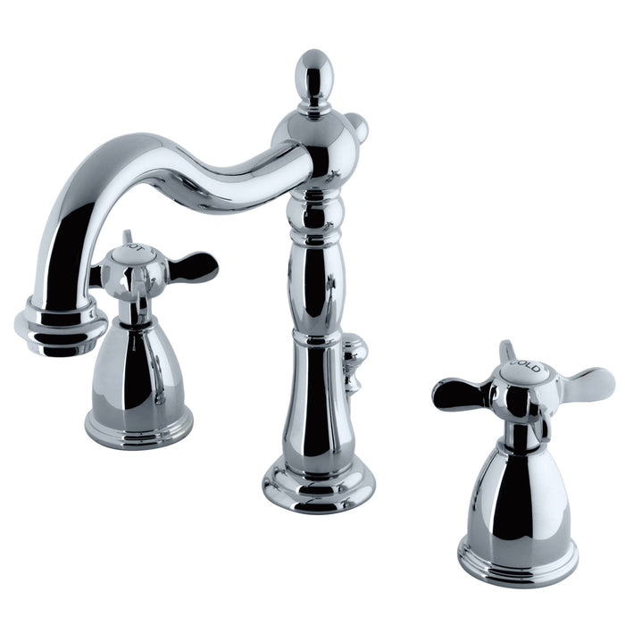 Essex KB1971BEX Two-Handle 3-Hole Deck Mount Widespread Bathroom Faucet with Plastic Pop-Up, Polished Chrome