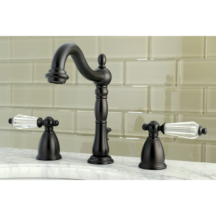 Wilshire KB1975WLL Two-Handle 3-Hole Deck Mount Widespread Bathroom Faucet with Plastic Pop-Up, Oil Rubbed Bronze