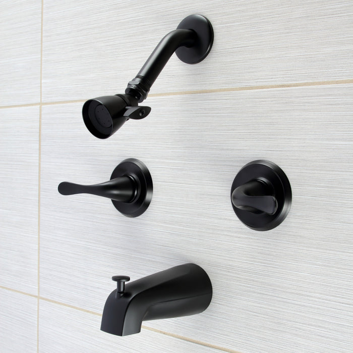 Kingston Tulare KB2230YL - Yosemite Triple-Handle Tub and Shower Faucet, Matte Black
