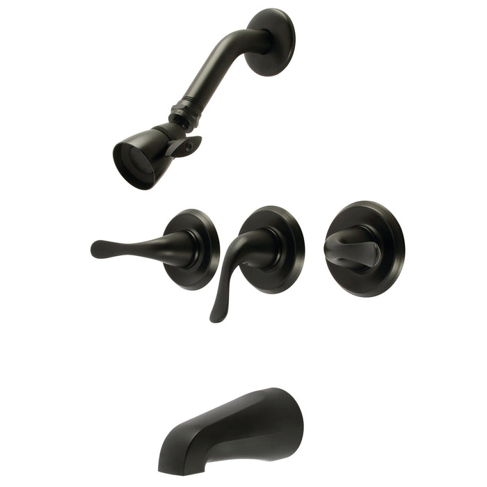Kingston Tulare KB2230YL - Yosemite Triple-Handle Tub and Shower Faucet, Matte Black