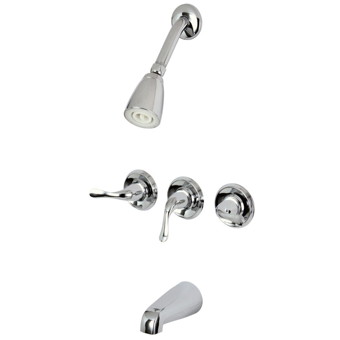 Yosemite KB2231YL Three-Handle 5-Hole Wall Mount Tub and Shower Faucet, Polished Chrome
